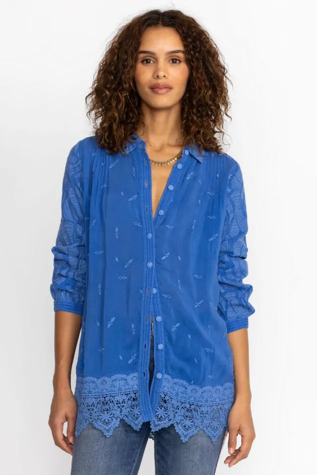 Women DENI SANA TUNIC Blue Gem Johnny Was Tops Women DENI SANA TUNIC Blue Gem Johnny Was Tops
