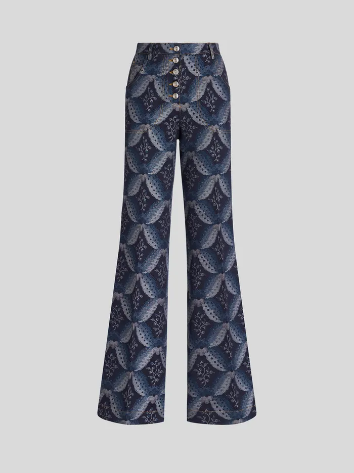 Women Denim Jacquard Jeans Etro Trousers