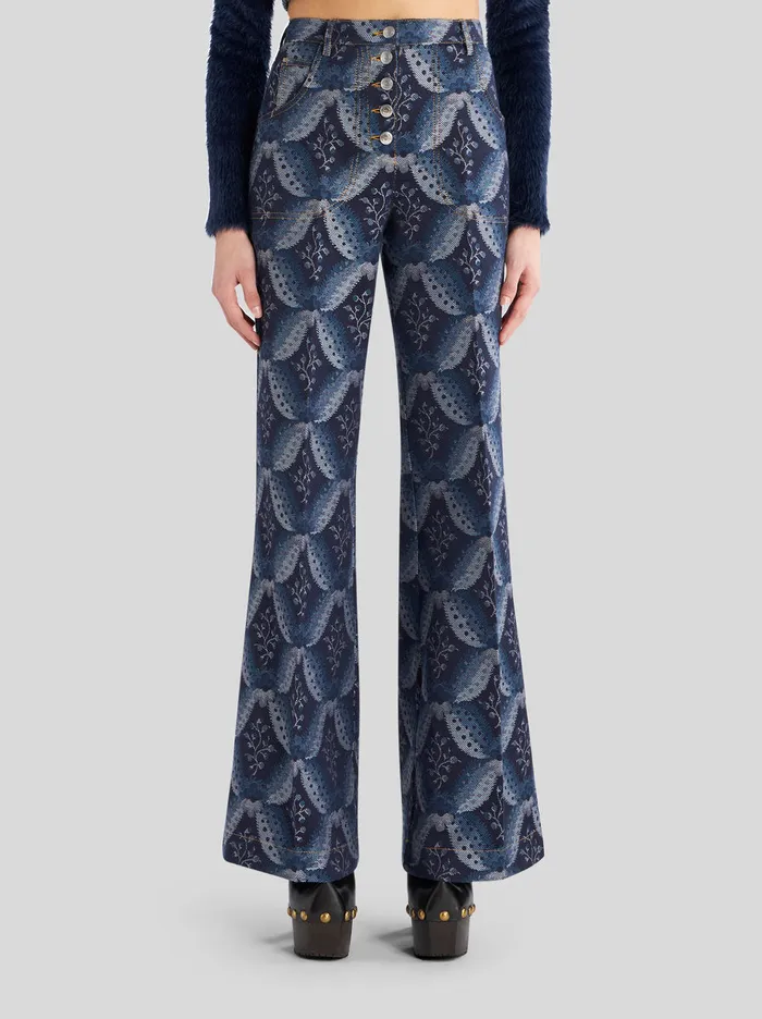 Women Denim Jacquard Jeans Etro Trousers
