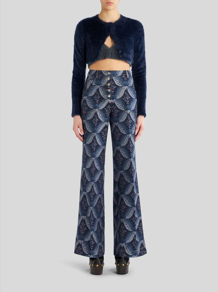 Women Denim Jacquard Jeans Etro Trousers