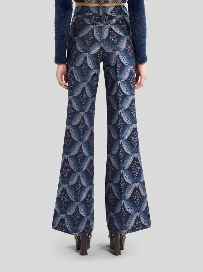 Women Denim Jacquard Jeans Etro Trousers