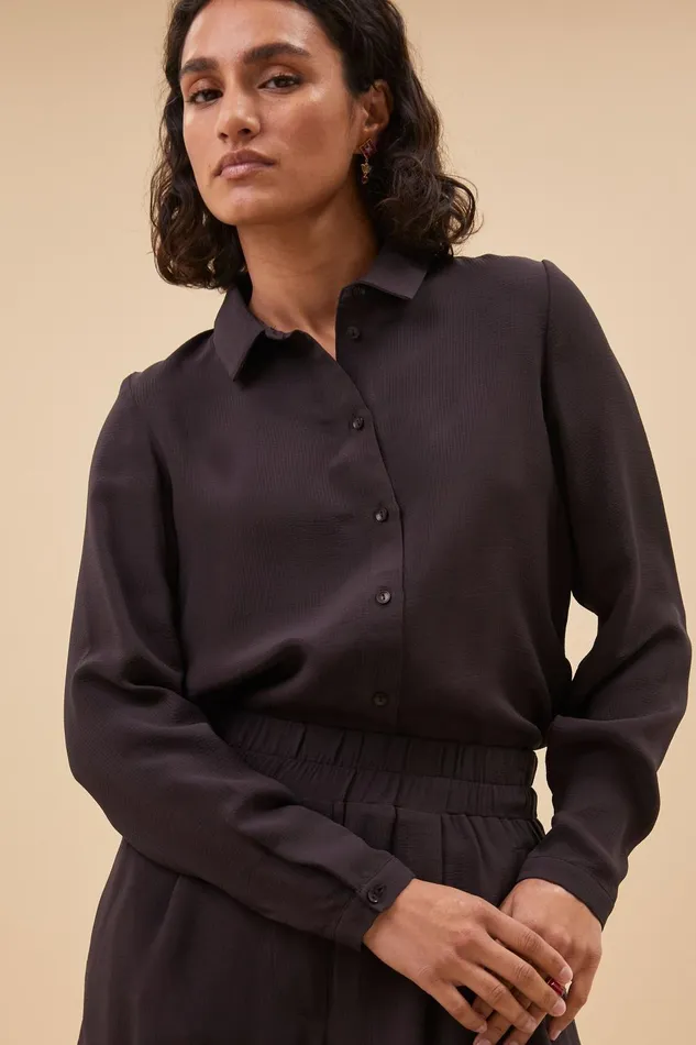 Women Donna Satin Stripe Blouse Cafe Noir Bybar Blouses