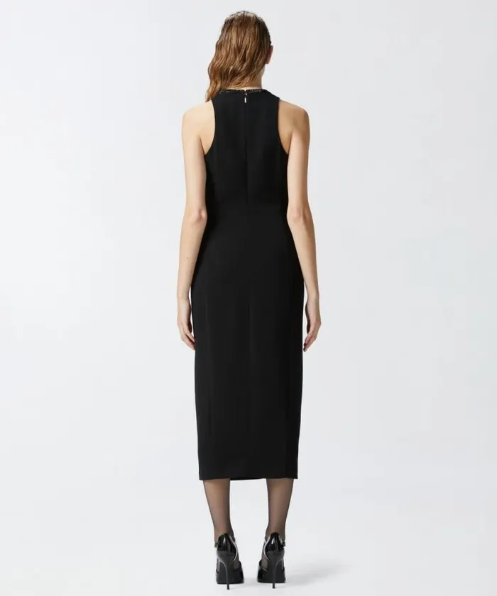 Women Dresses Pinko Black Sheath Dress With Rhinestoned Neckline Limo Black