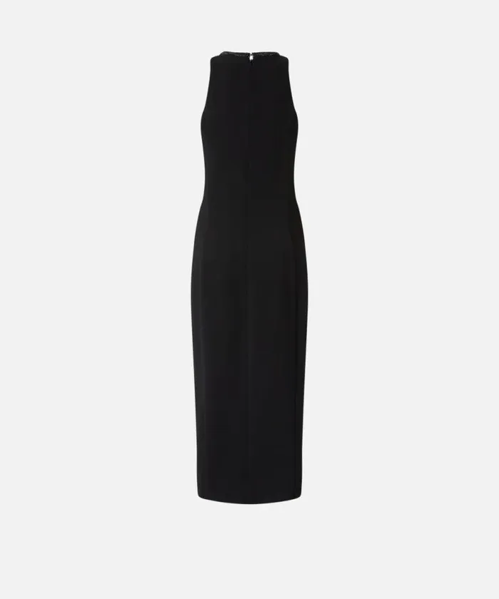 Women Dresses Pinko Black Sheath Dress With Rhinestoned Neckline Limo Black