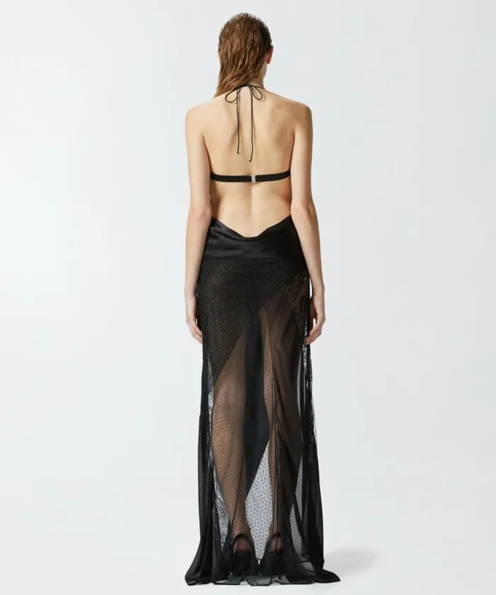 Women Dresses Pinko Elegant Long Patchwork Dress Limo Black