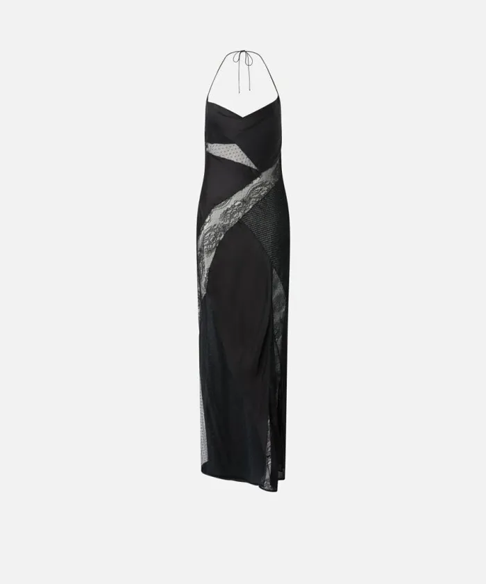 Women Dresses Pinko Elegant Long Patchwork Dress Limo Black