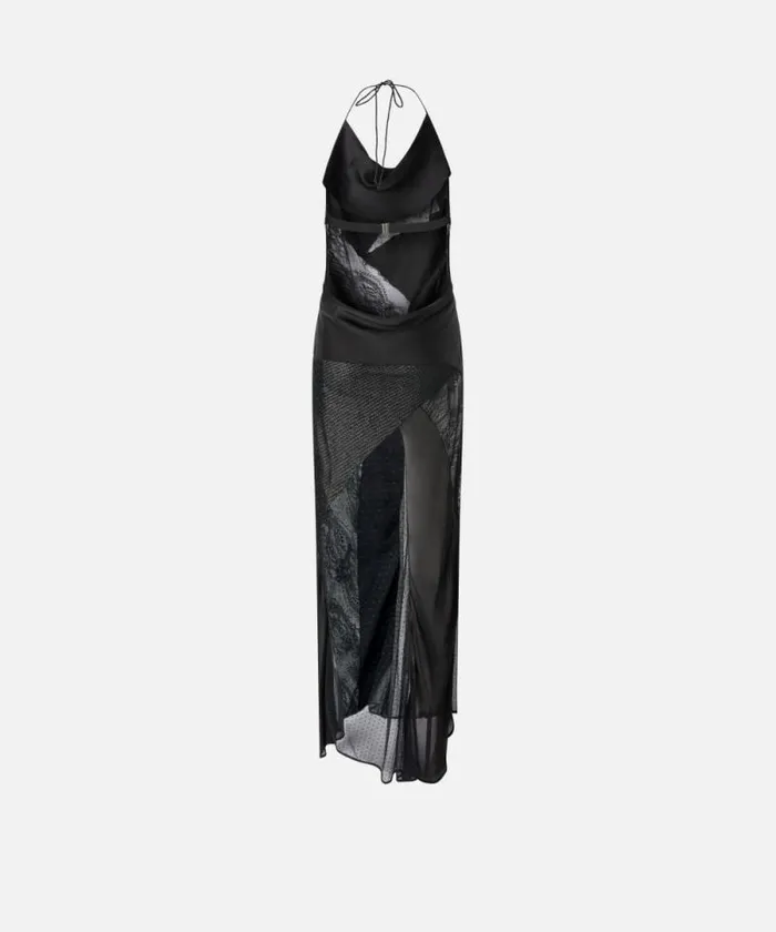 Women Dresses Pinko Elegant Long Patchwork Dress Limo Black