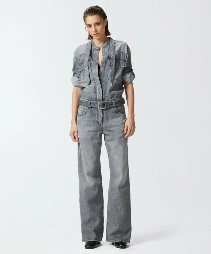 Women Dresses Pinko Light Grey Denim Jumpsuit Light Grey Wash