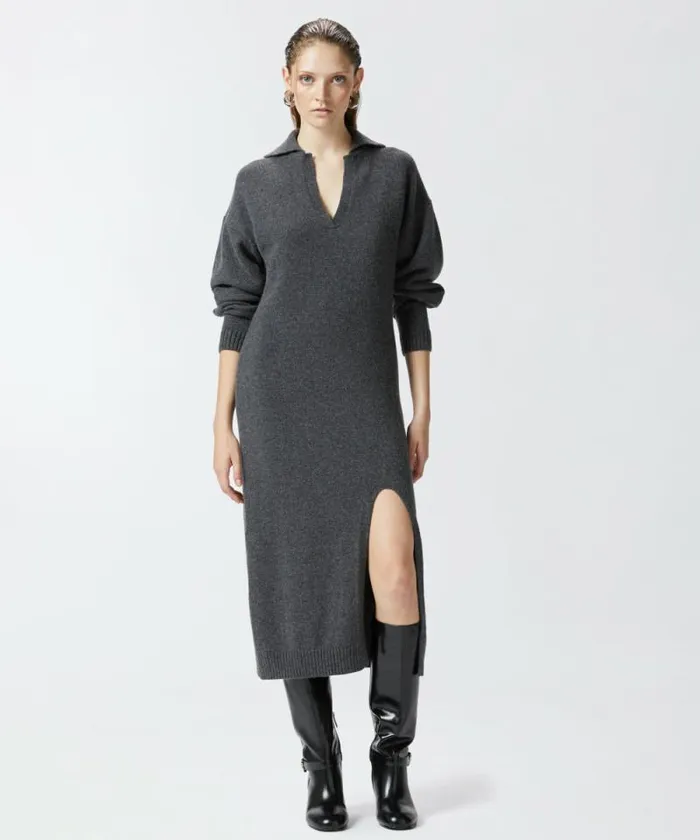 Women Dresses Pinko Long Cashmere Blend Knit Dress Greycrow
