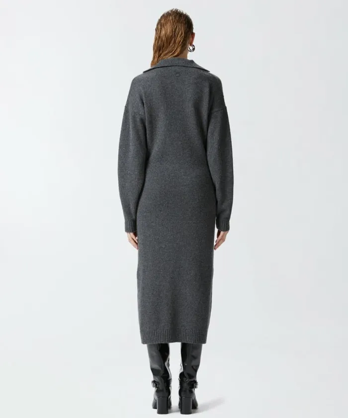 Women Dresses Pinko Long Cashmere Blend Knit Dress Greycrow