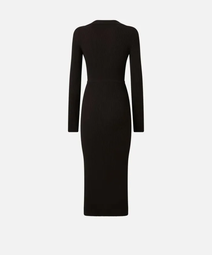 Women Dresses Pinko Long Ribbed Knit Dress With Golden Buttons Very Dark Brown Women Dresses Pinko Long Ribbed Knit Dress With Golden Buttons Very Dark Brown