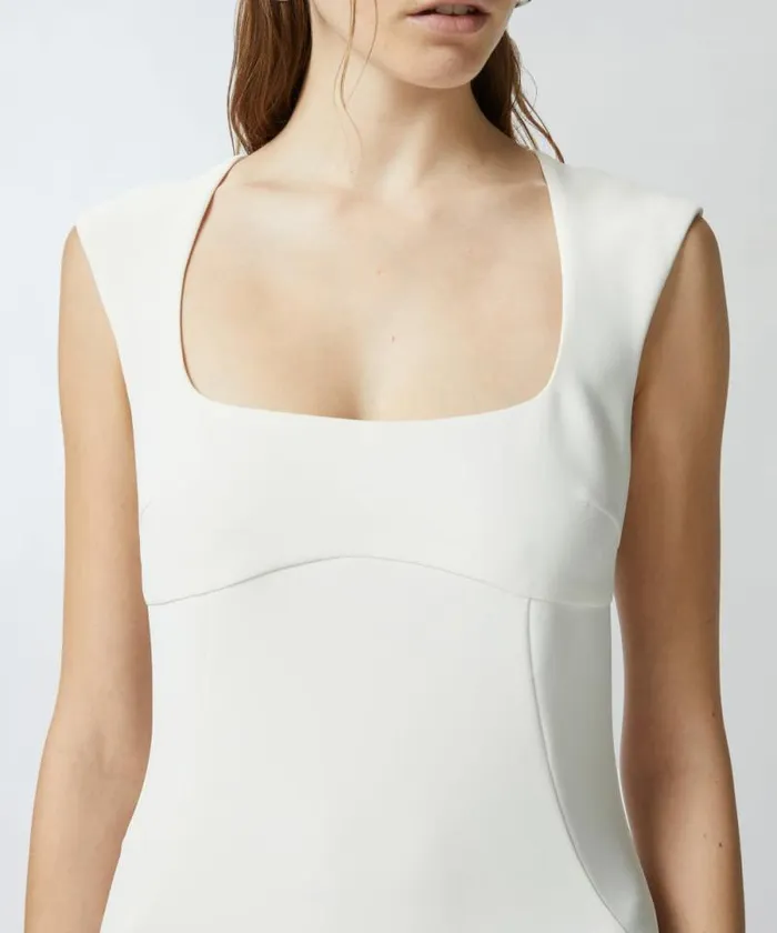 Women Dresses Pinko Midi Dress In Crepe Fabric With Zip Lily White
