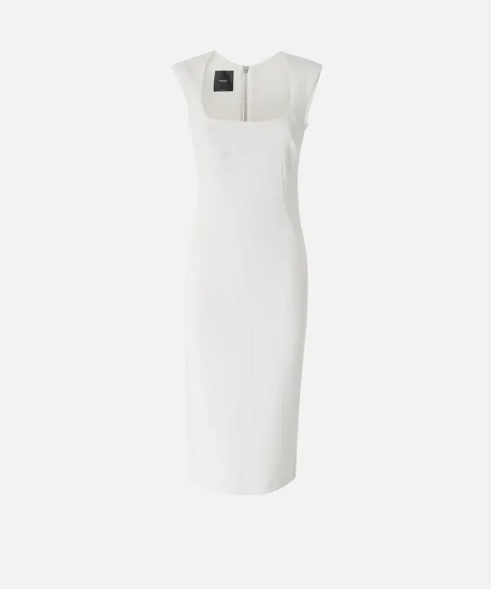 Women Dresses Pinko Midi Dress In Crepe Fabric With Zip Lily White