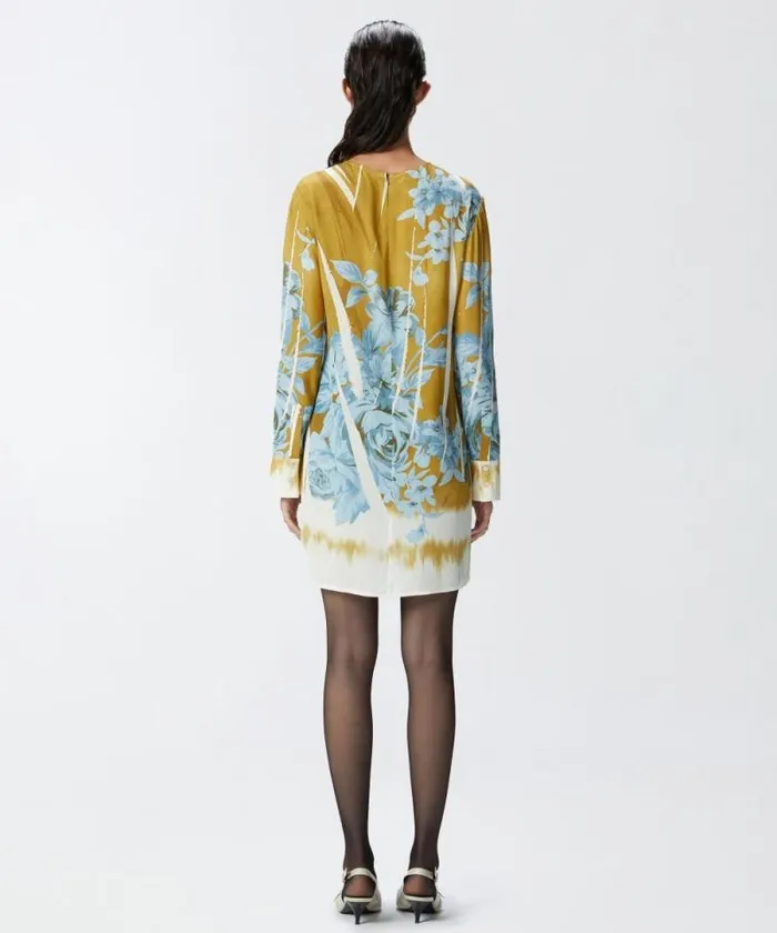 Women Dresses Pinko Mini Dress With Rose Print Greenlight Blue