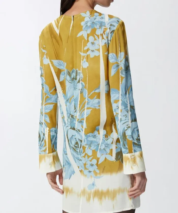 Women Dresses Pinko Mini Dress With Rose Print Greenlight Blue
