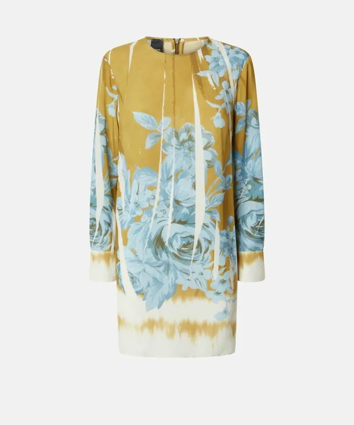 Women Dresses Pinko Mini Dress With Rose Print Greenlight Blue