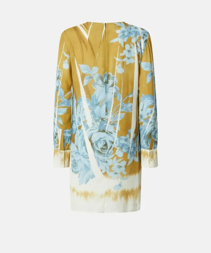 Women Dresses Pinko Mini Dress With Rose Print Greenlight Blue