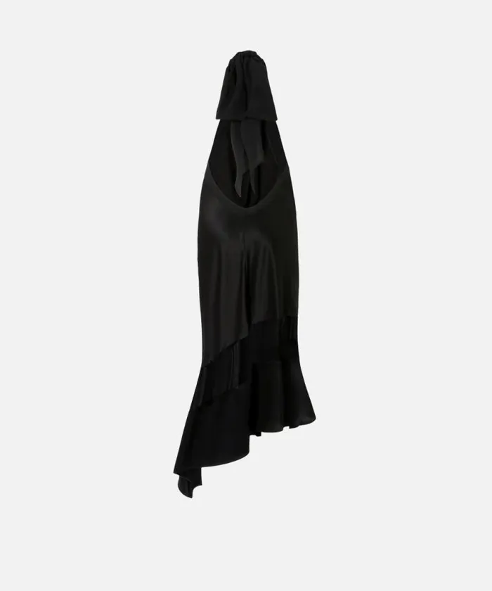 Women Dresses Pinko Satin And Georgette Openback Dress Limo Black