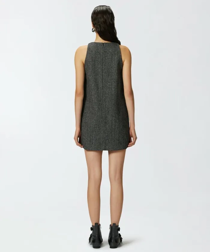 Women Dresses Pinko Short Pinafore Dress With Mirrorfinish Buttons Blackwhite