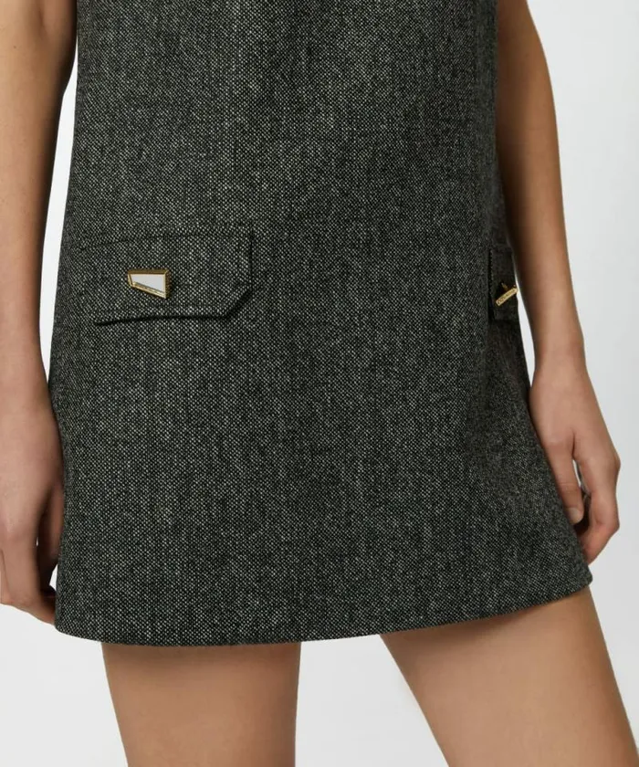 Women Dresses Pinko Short Pinafore Dress With Mirrorfinish Buttons Blackwhite