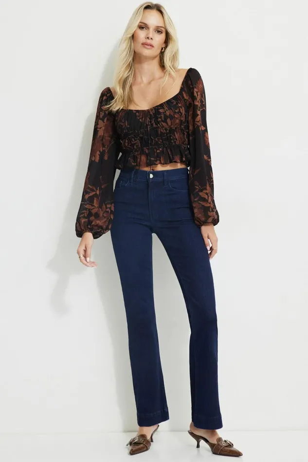 Women Dynamite Blouses and Tops Marilena Front Tie Blouse Orange