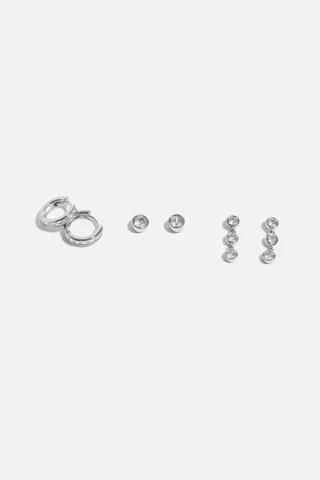 Women Dynamite Earrings 3Pack Gemstone Earrings Gray