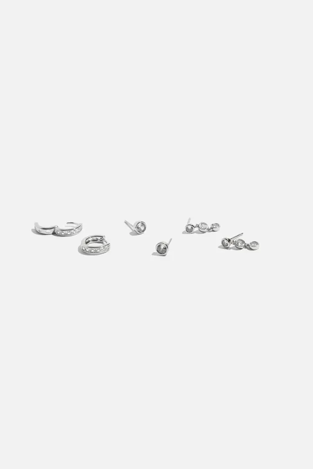 Women Dynamite Earrings 3Pack Gemstone Earrings Gray