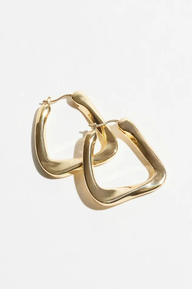 Women Dynamite Earrings Chunky Twisted Triangle Earrings Yellow