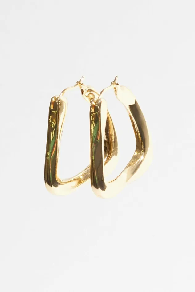Women Dynamite Earrings Chunky Twisted Triangle Earrings Yellow