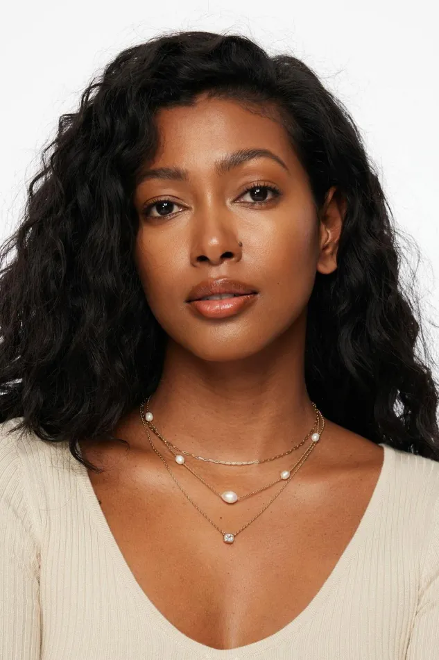 Women Dynamite Necklaces 3Pack Pearl and Cushion Gem Necklace White