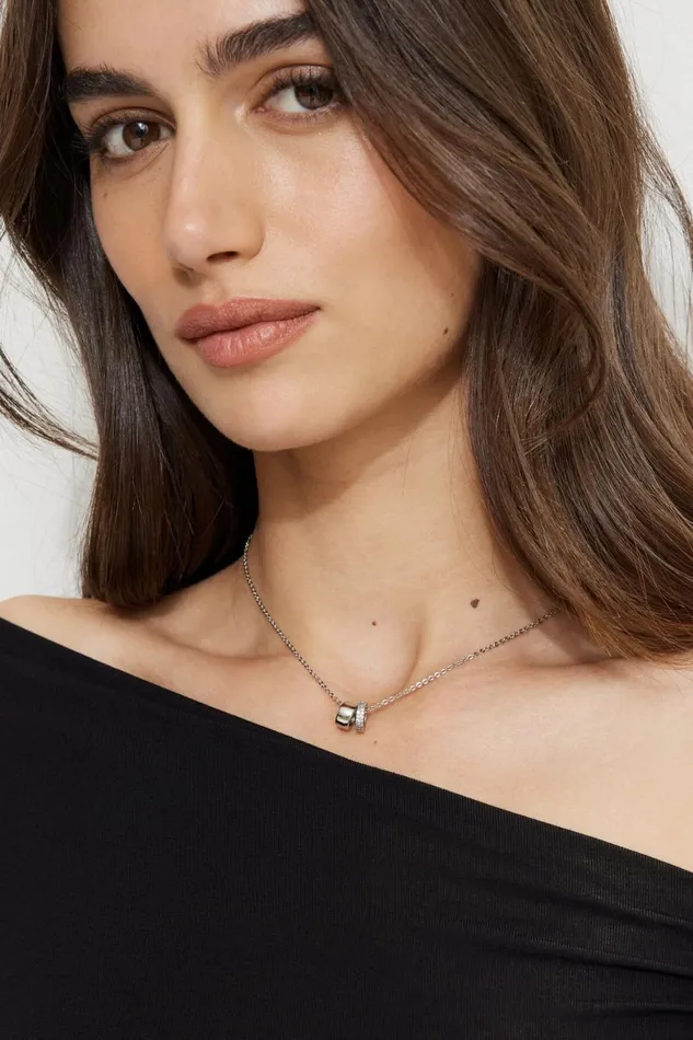 Women Dynamite Necklaces Ring Charm Necklace Gray