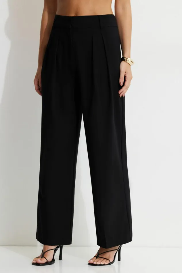 Women Dynamite Pants Drop Waist Pleated Pants Black