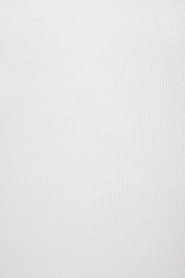 Women Dynamite Short Sleeve Tops Ribbed Quarter Sleeve T Shirt White