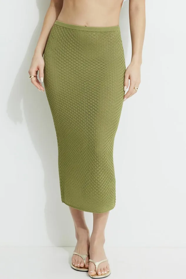 Women Dynamite Skirts and Skorts Pointelle Maxi Skirt Green
