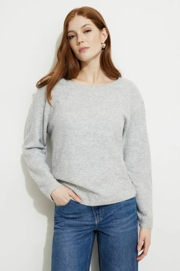 Women Dynamite Sweaters and Cardigans Heavenlyarn Open Back Sweater GREYS