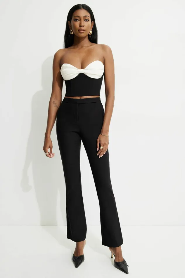 Women Dynamite Tops Bow Bustier Top Black