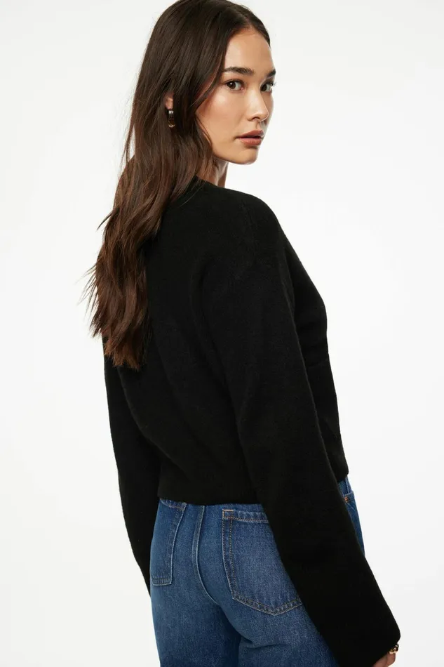 Women Dynamite Tops Heavenlyarn Abbey Cropped Cardigan Black