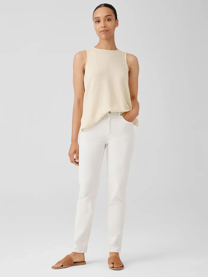 Women Eileen Fisher Denim Undyed Organic Cotton Denim HighWaisted Jean Undyed Natural