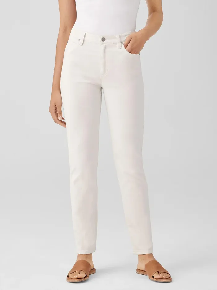 Women Eileen Fisher Denim Undyed Organic Cotton Denim HighWaisted Jean Undyed Natural