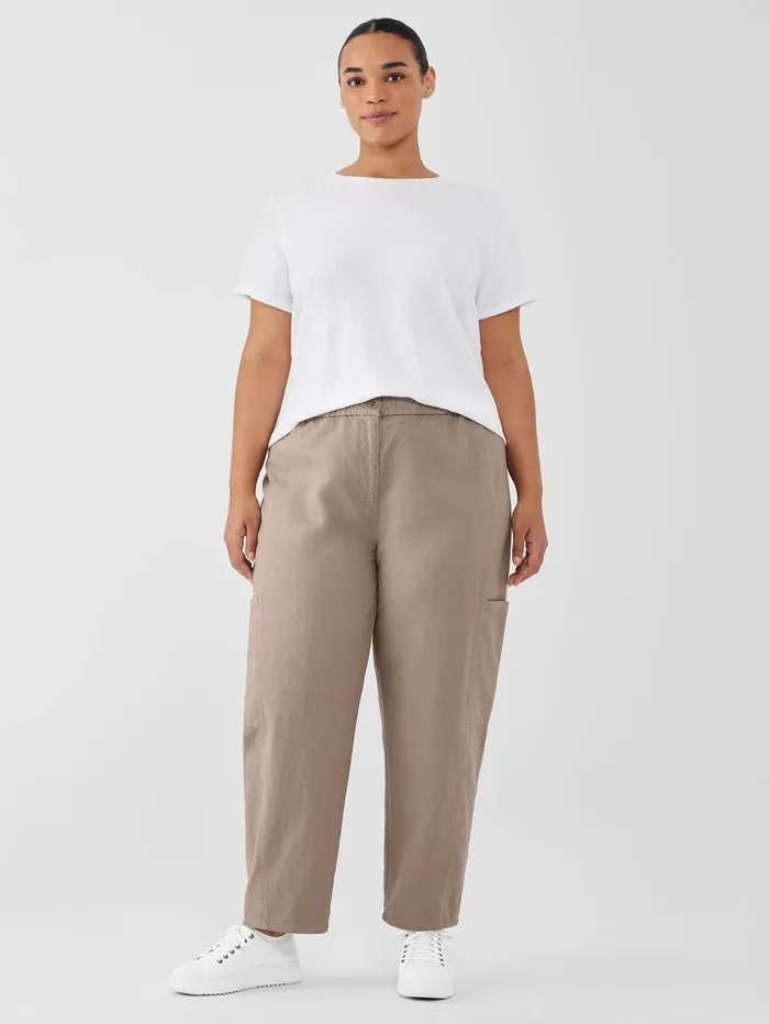 Women Eileen Fisher Pants Shorts and Jumpsuits Cotton Hemp Stretch Lantern Pant Briar
