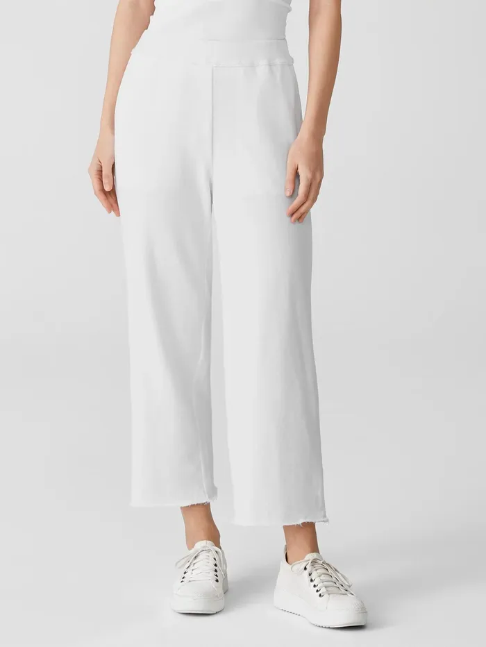 Women Eileen Fisher Pants Shorts and Jumpsuits Lightweight Organic Cotton Terry Straight Pant White