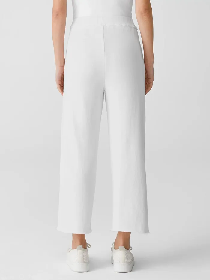Women Eileen Fisher Pants Shorts and Jumpsuits Lightweight Organic Cotton Terry Straight Pant White