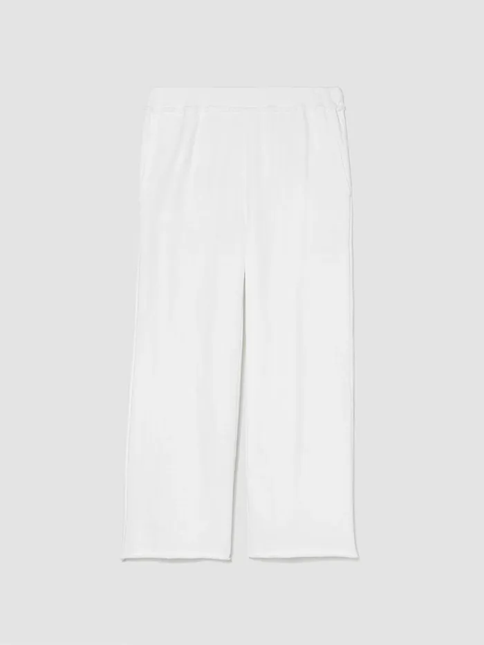 Women Eileen Fisher Pants Shorts and Jumpsuits Lightweight Organic Cotton Terry Straight Pant White