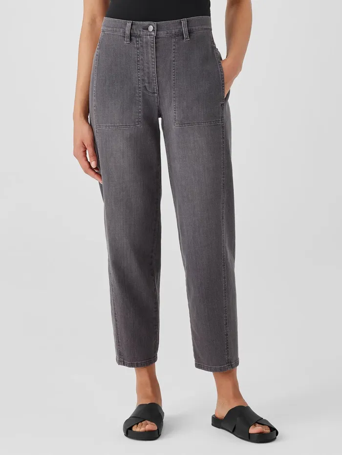 Women Eileen Fisher Pants Shorts and Jumpsuits Organic Cotton Stretch Lantern Jean Carbon