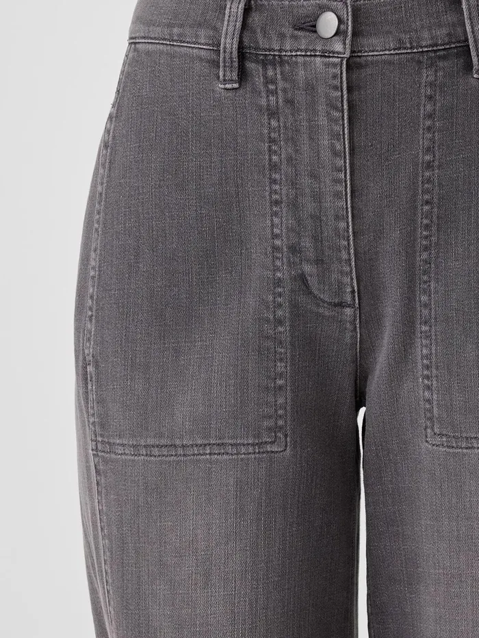 Women Eileen Fisher Pants Shorts and Jumpsuits Organic Cotton Stretch Lantern Jean Carbon