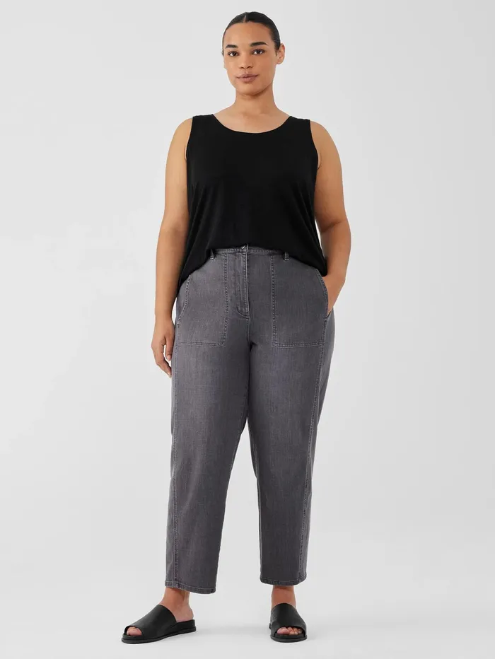 Women Eileen Fisher Pants Shorts and Jumpsuits Organic Cotton Stretch Lantern Jean Carbon