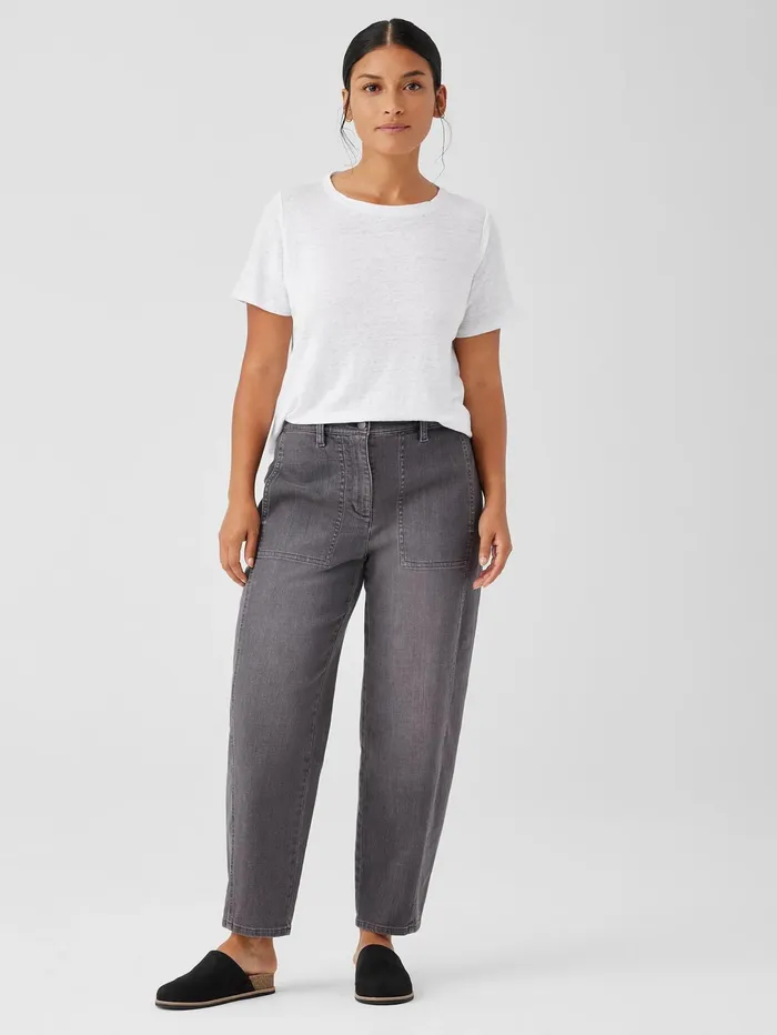 Women Eileen Fisher Pants Shorts and Jumpsuits Organic Cotton Stretch Lantern Jean Carbon