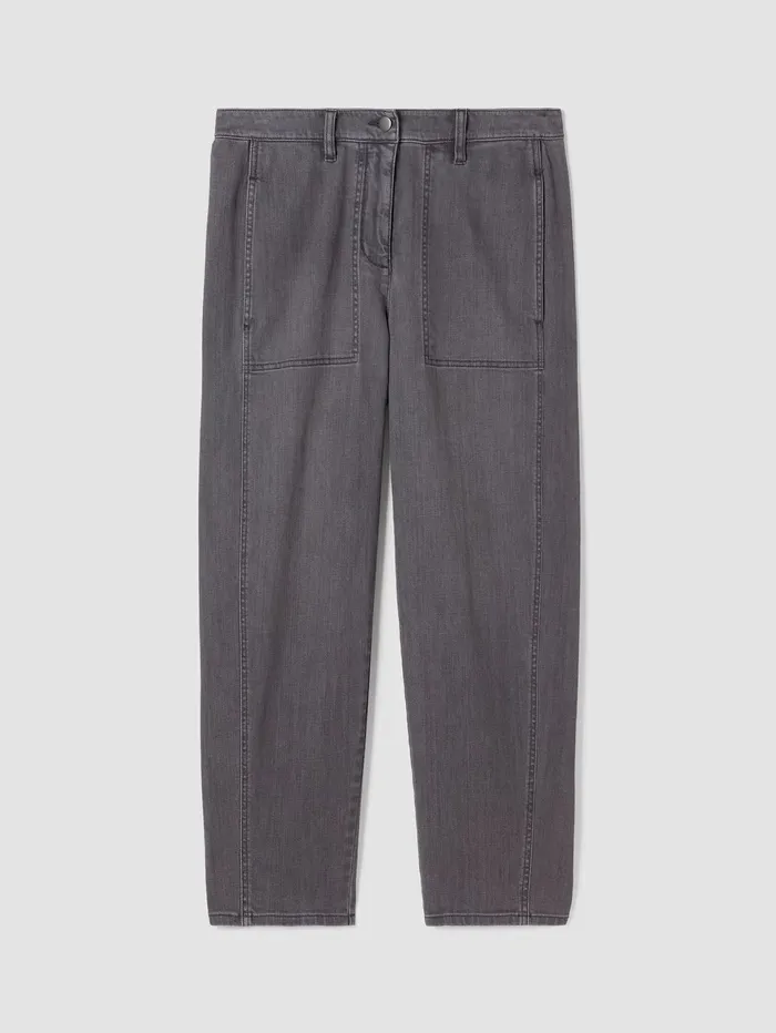 Women Eileen Fisher Pants Shorts and Jumpsuits Organic Cotton Stretch Lantern Jean Carbon