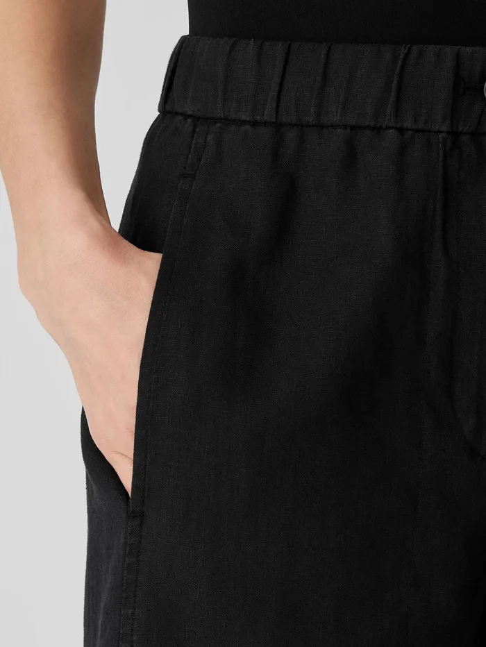 Women Eileen Fisher Pants Shorts and Jumpsuits Organic Linen Wide Trouser Pant Black