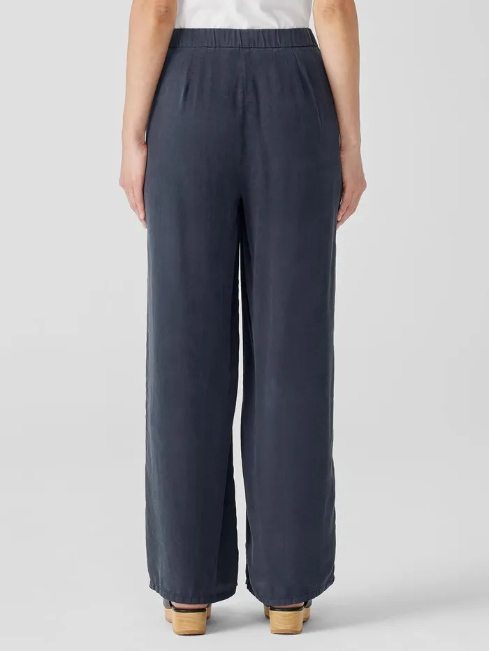 Women Eileen Fisher Pants Shorts and Jumpsuits Sandwashed Twill Wide Trouser Pant Ocean